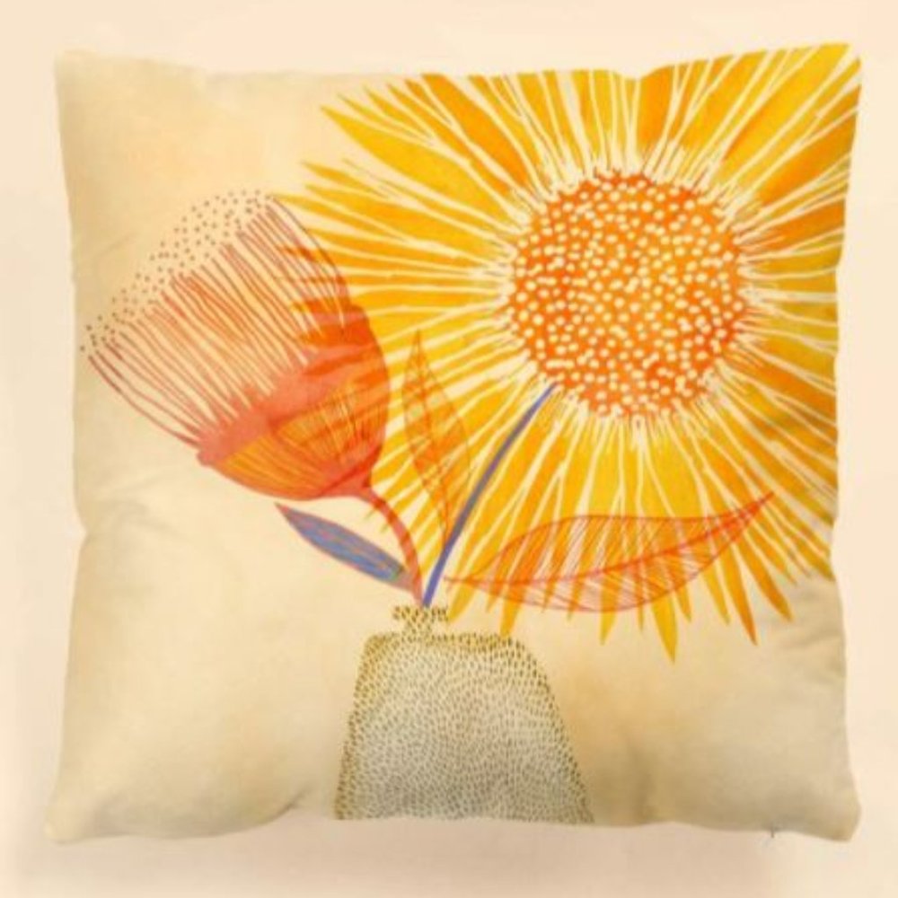 Orange flower throw pillow